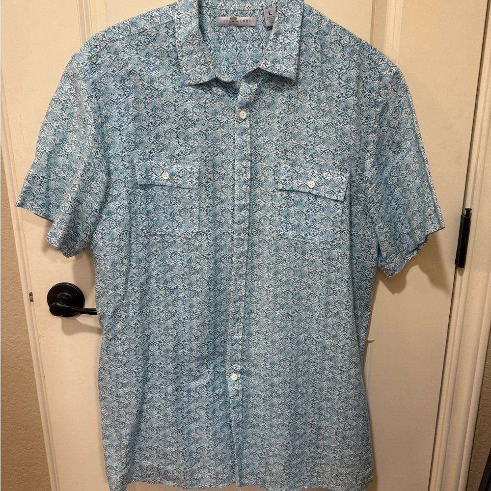 John Henry Light Blue Geometric Shirt